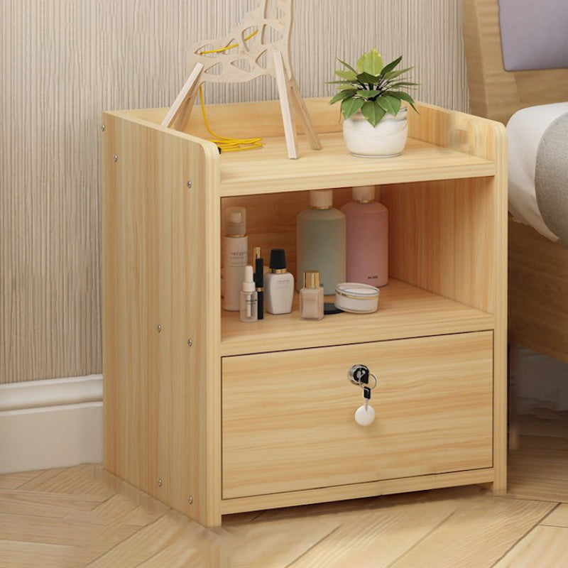 Modern Drawer Storage Bed Nightstand Imitation Night Table with Lock