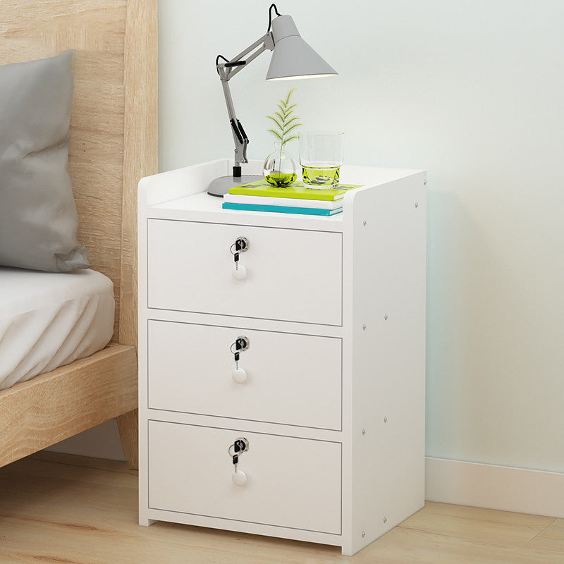 Modern Drawer Storage Bed Nightstand Imitation Night Table with Lock