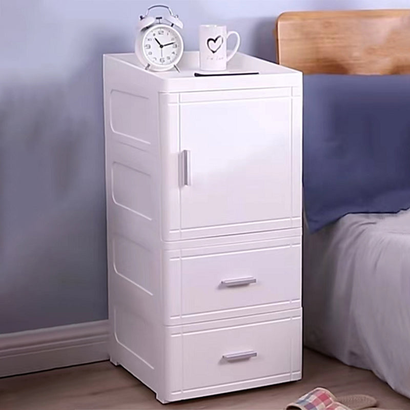 37.4" H Nightstand Plastic Night Table  with 1 Door and 2/3-Drawer