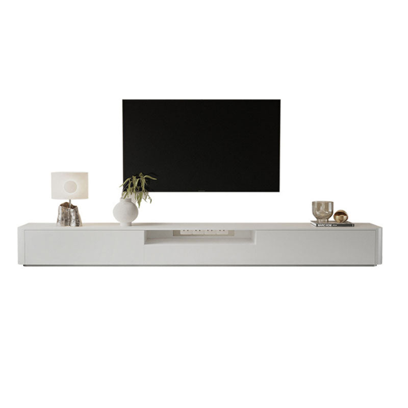 Contemporary Wood TV Stand 3 Drawers and Open Shelf TV Cabinet in White