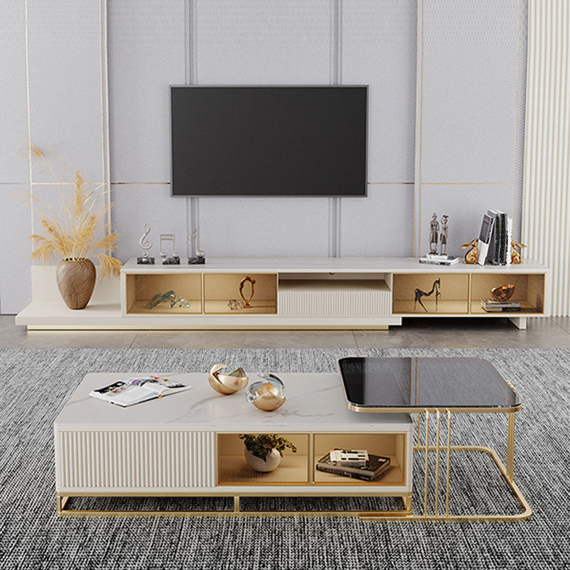 Contemporary TV Media Stand Faux Wood 1 Drawer Media Console