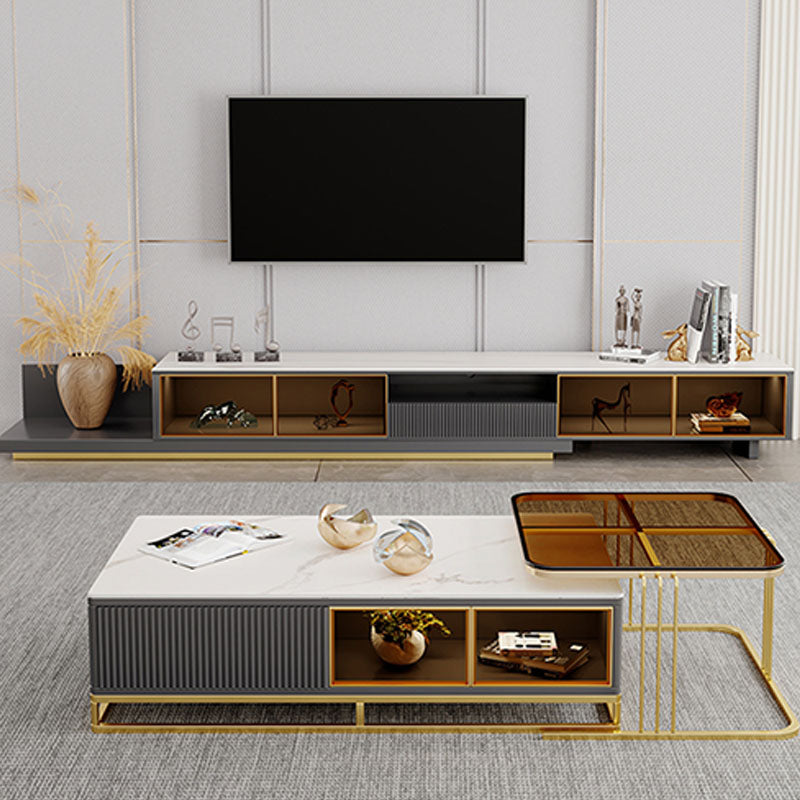 Contemporary TV Media Stand Faux Wood 1 Drawer Media Console