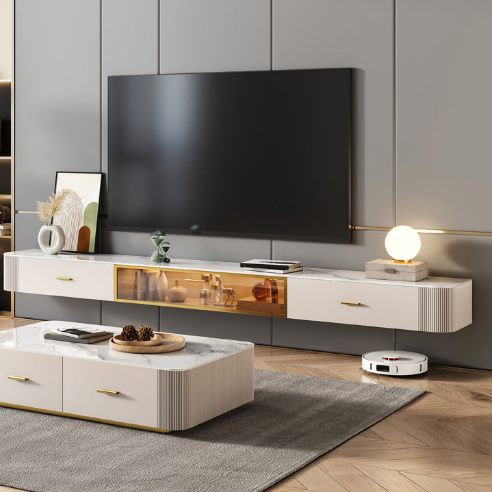 Contemporary TV Media Stand with Drawers Floating Media Console