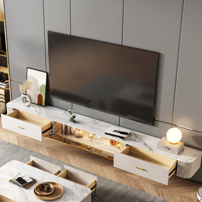 Contemporary TV Media Stand with Drawers Floating Media Console