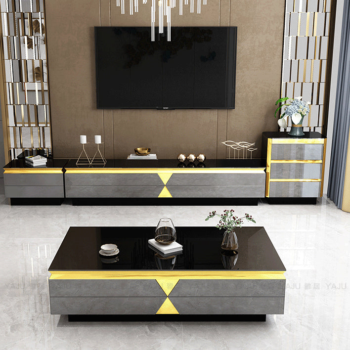 Glam TV Media Console with Drawers Engineered Wood TV Console