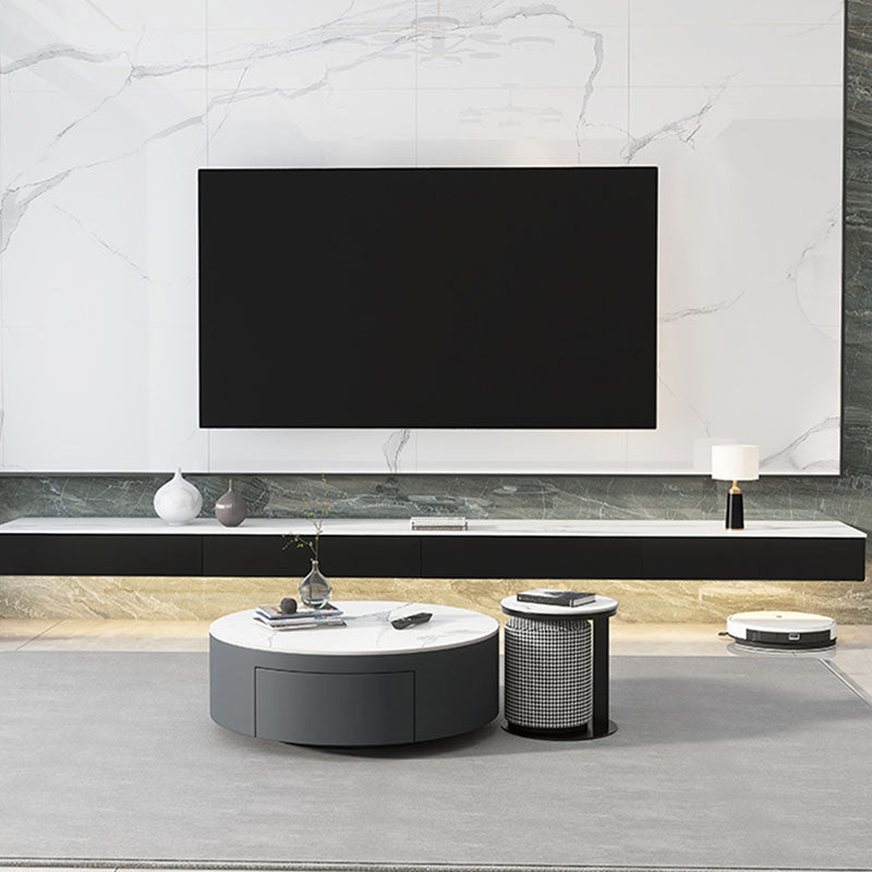 11.81"W TV Stand Contemporary Style Wall-mounted Gray TV Console with 3 Drawers