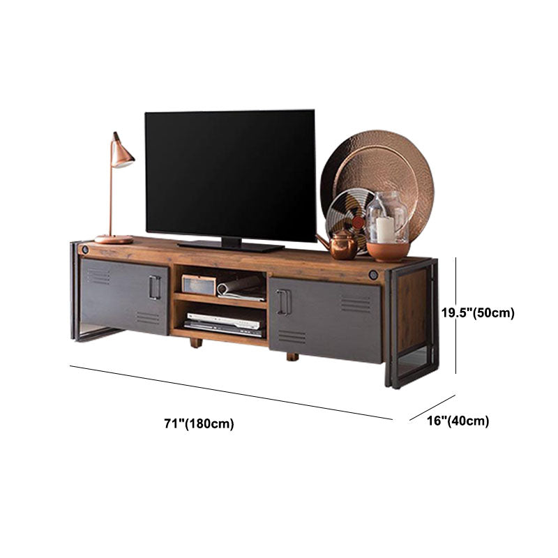 Industrial TV Media Console Solid Wood TV Media Stand with 2 Doors