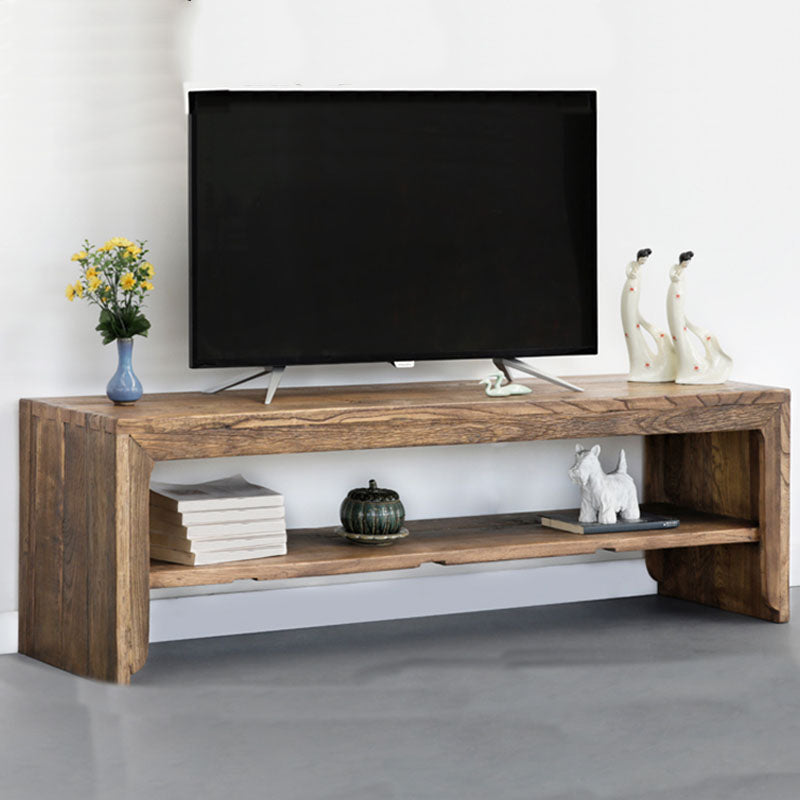 Solid Wood TV Stand Console Industrial Style 1-shelf TV Stand - Brown