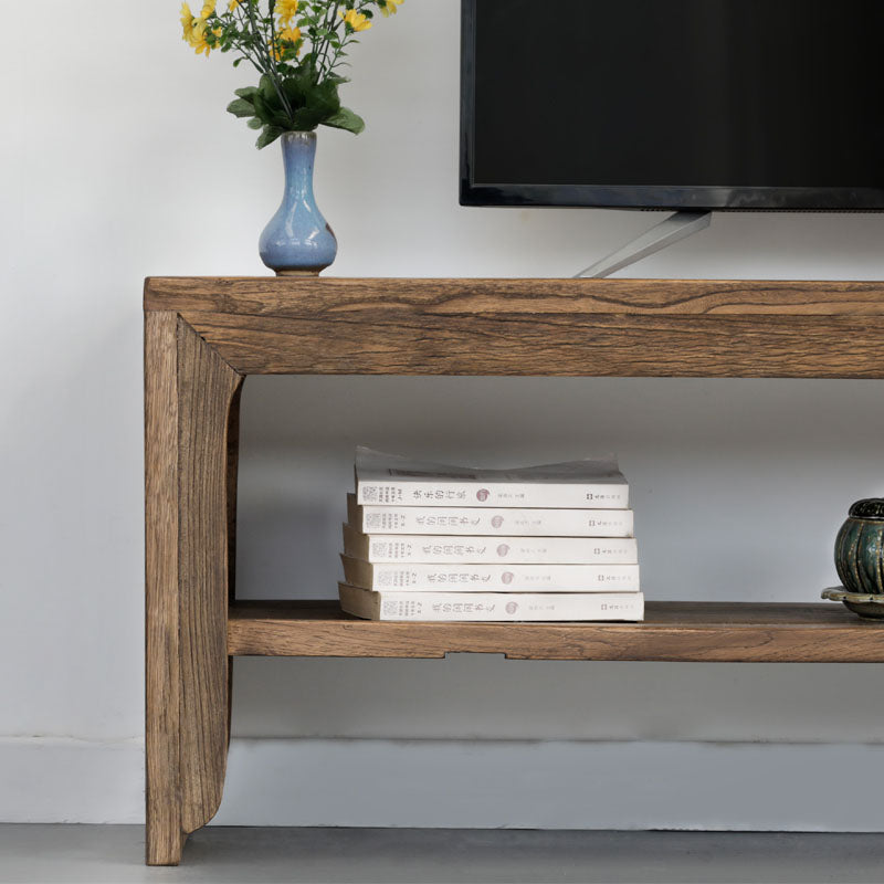 Solid Wood TV Stand Console Industrial Style 1-shelf TV Stand - Brown