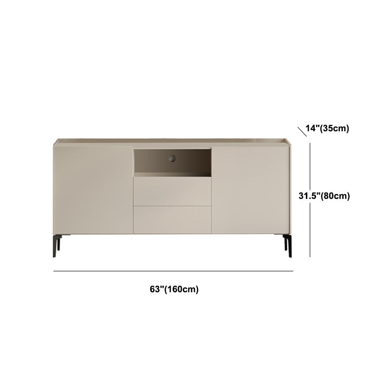 31.5" H Stone & Wood TV Console Modern 2-Door and Drawers TV Stand