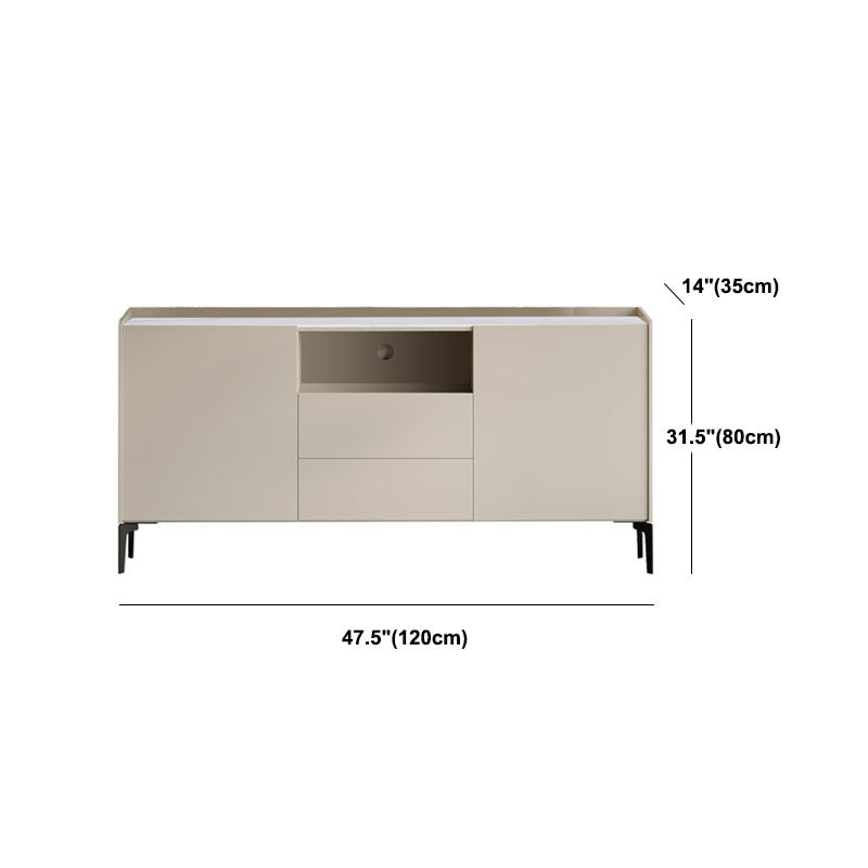 31.5" H Stone & Wood TV Console Modern 2-Door and Drawers TV Stand