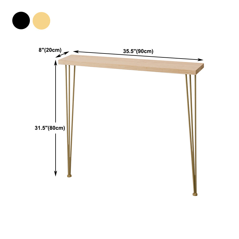 Rectangle Solid Wood Console Table 31.49" High Accent Table with Iron Frame