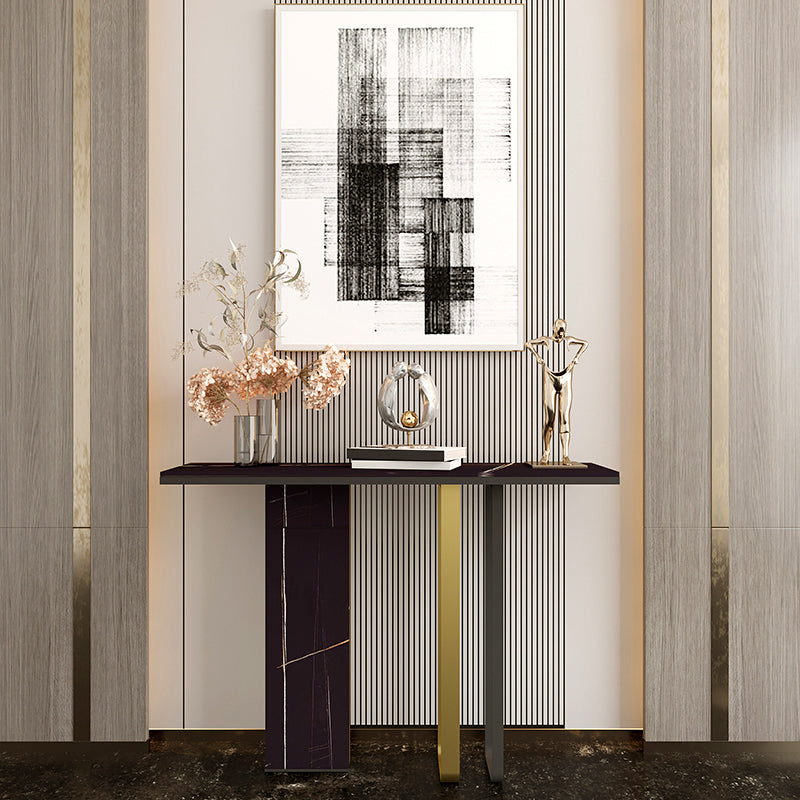 Glam Rectangle Top Accent Table with Abstract Base Console Table