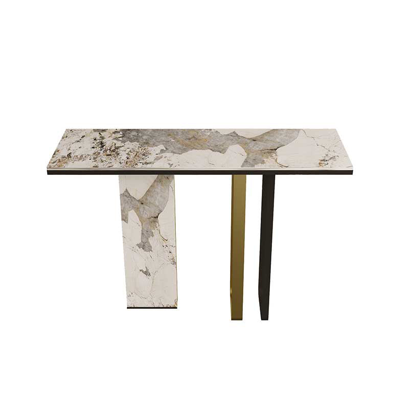 Glam Rectangle Top Accent Table with Abstract Base Console Table