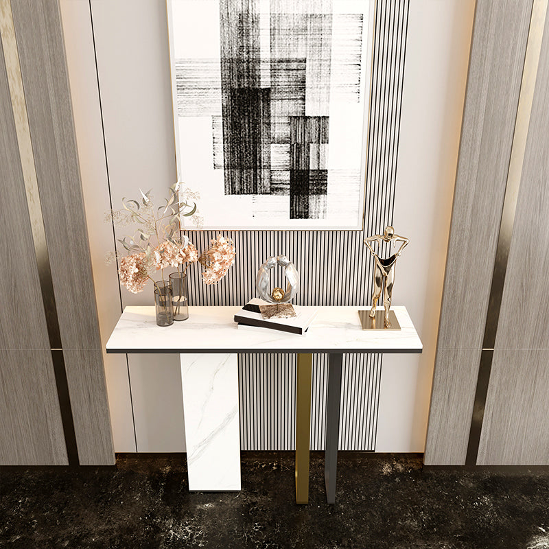 Glam Rectangle Top Accent Table with Abstract Base Console Table