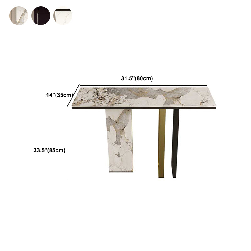 Glam Rectangle Top Accent Table with Abstract Base Console Table