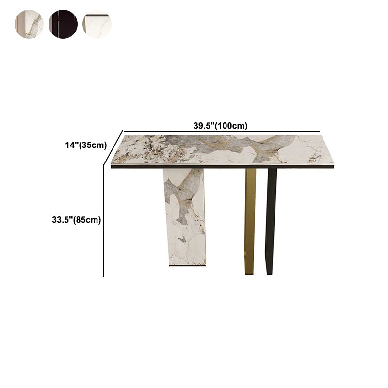 Glam Rectangle Top Accent Table with Abstract Base Console Table