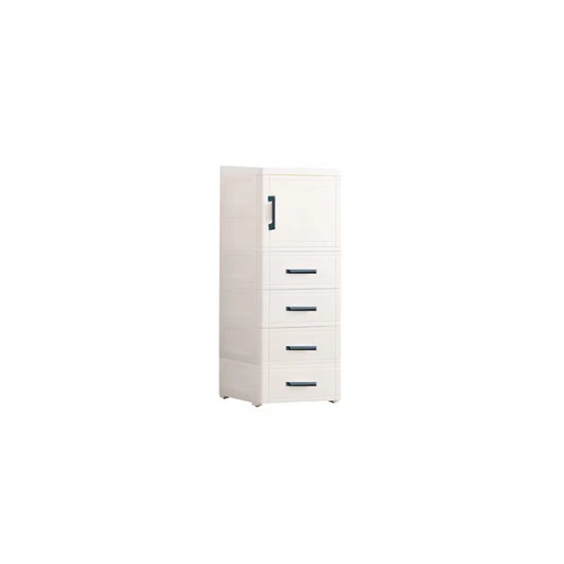 White and Grey Plastic Nightstand 13.78" D Modern 1-Door Nightstand