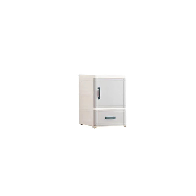 White and Grey Plastic Nightstand 13.78" D Modern 1-Door Nightstand