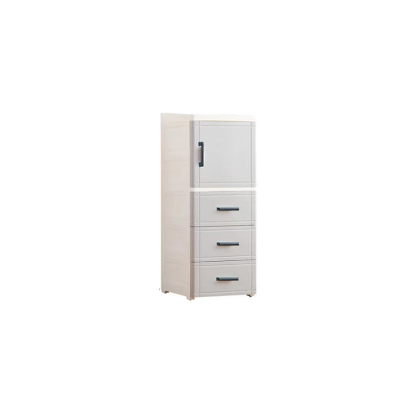 White and Grey Plastic Nightstand 13.78" D Modern 1-Door Nightstand