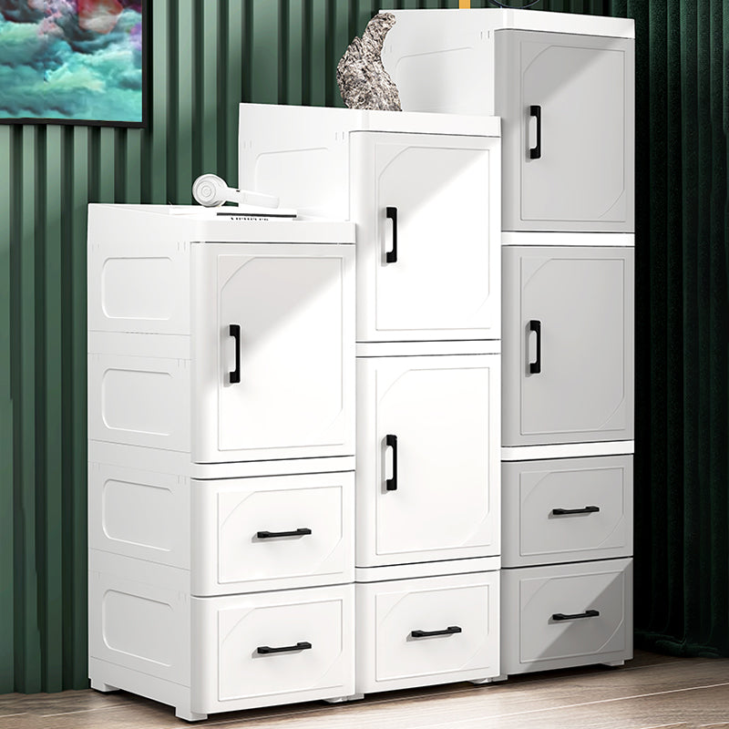 White and Grey Plastic Nightstand 13.78" D Modern 1-Door Nightstand