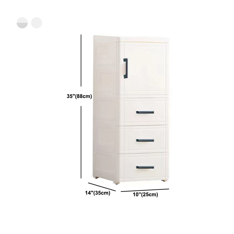 White and Grey Plastic Nightstand 13.78" D Modern 1-Door Nightstand