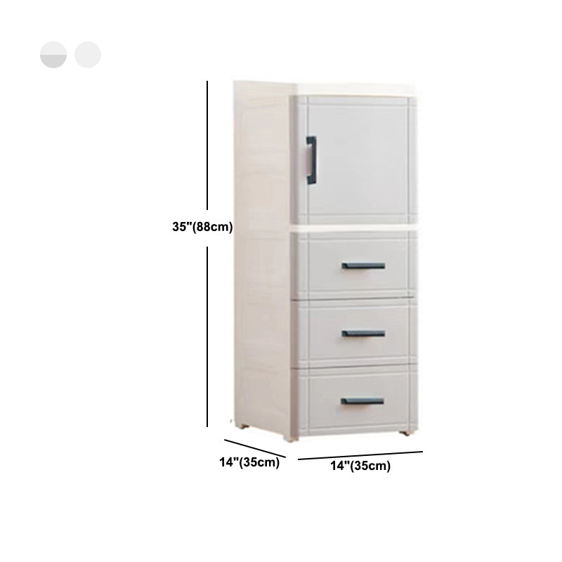 White and Grey Plastic Nightstand 13.78" D Modern 1-Door Nightstand