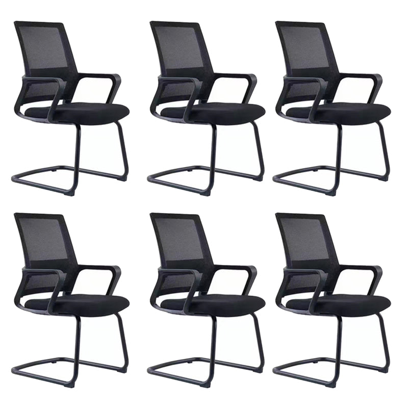 Fixed Arms Black Swivel Chair Mid-back Chair Soft Executive Office Chair