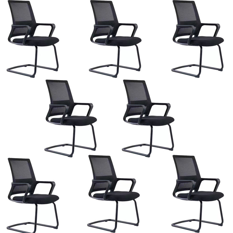 Fixed Arms Black Swivel Chair Mid-back Chair Soft Executive Office Chair