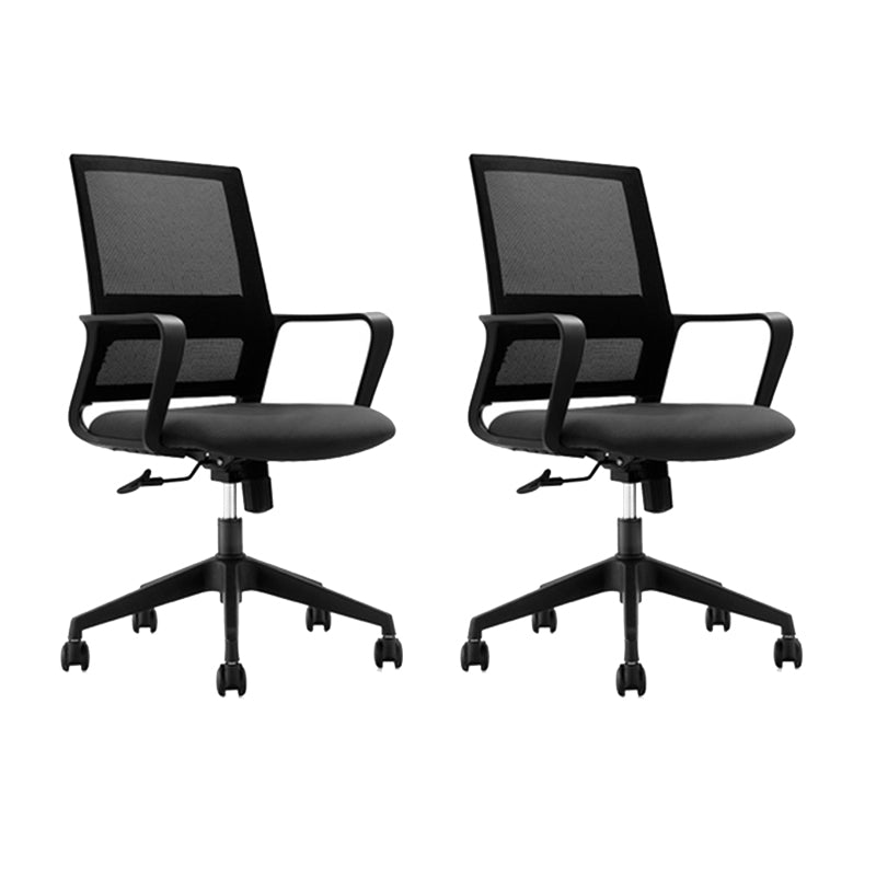 Fixed Arms Black Swivel Chair Mid-back Chair Soft Executive Office Chair