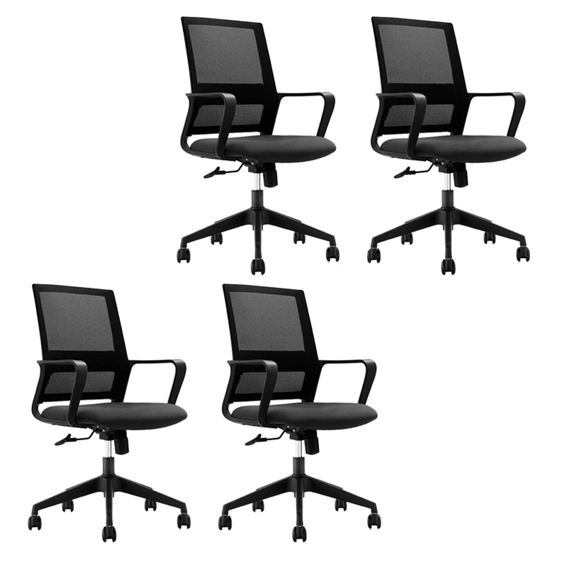 Fixed Arms Black Swivel Chair Mid-back Chair Soft Executive Office Chair