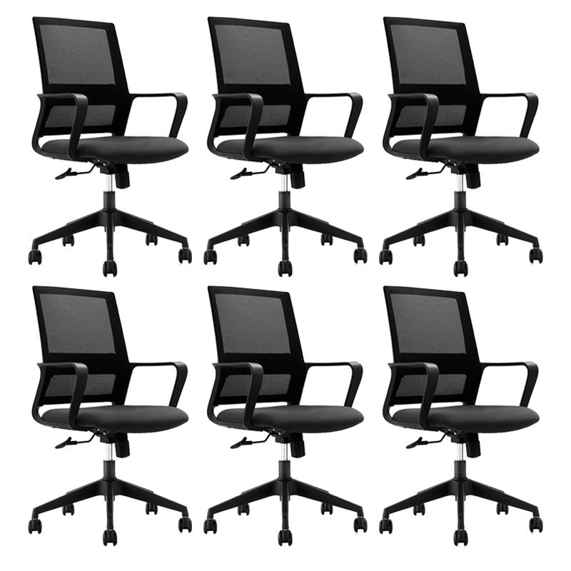 Fixed Arms Black Swivel Chair Mid-back Chair Soft Executive Office Chair