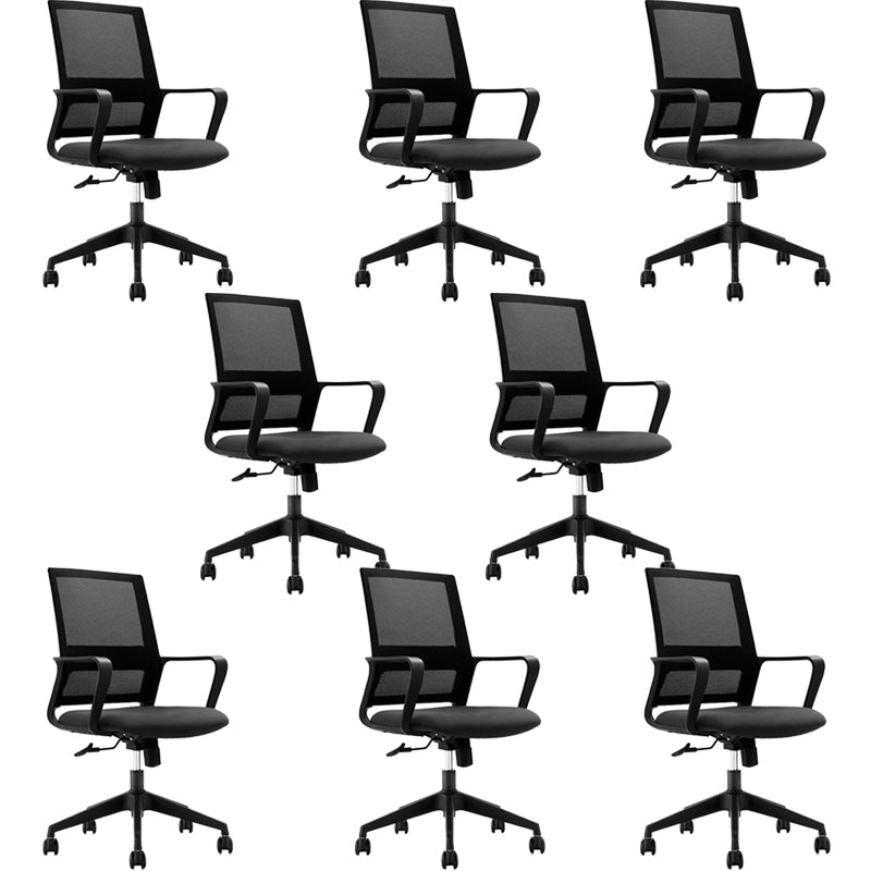 Fixed Arms Black Swivel Chair Mid-back Chair Soft Executive Office Chair