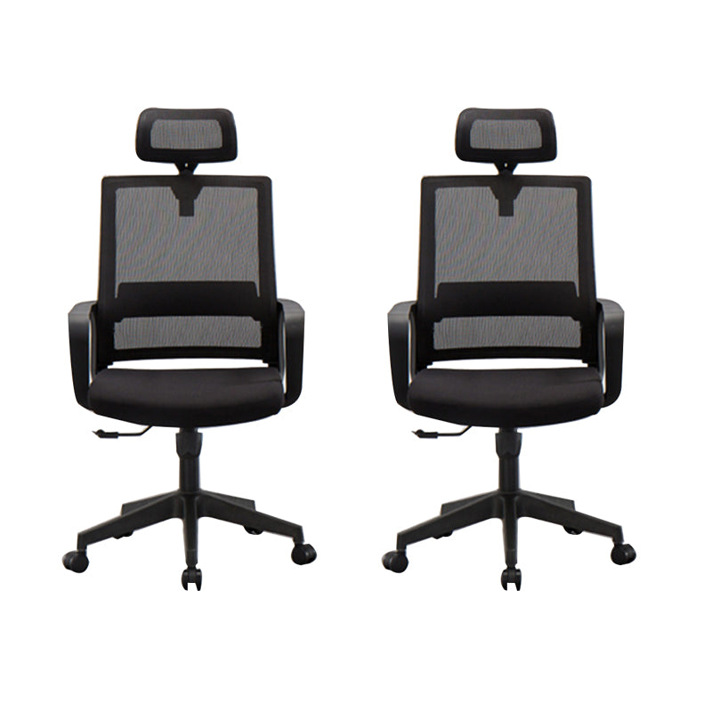 Fixed Arms Black Swivel Chair Mid-back Chair Soft Executive Office Chair