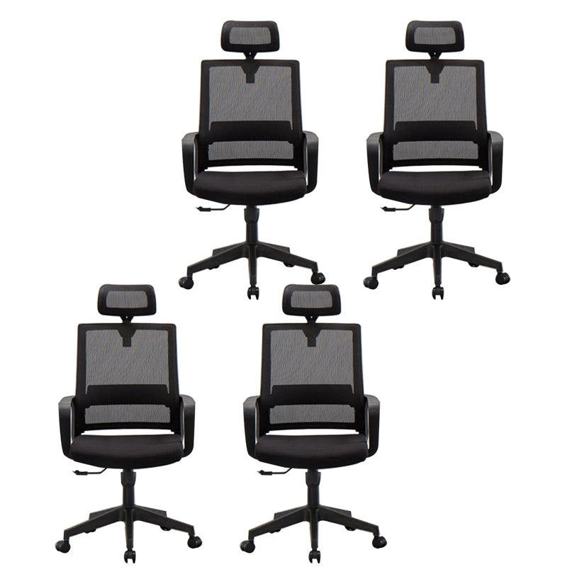 Fixed Arms Black Swivel Chair Mid-back Chair Soft Executive Office Chair