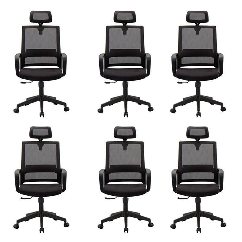 Fixed Arms Black Swivel Chair Mid-back Chair Soft Executive Office Chair