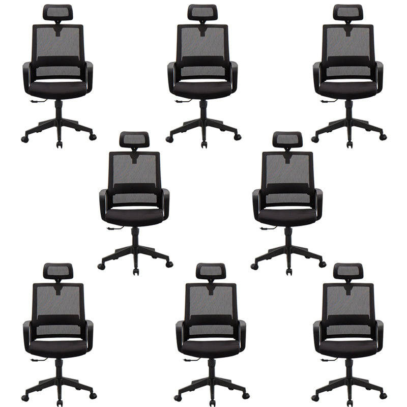 Fixed Arms Black Swivel Chair Mid-back Chair Soft Executive Office Chair