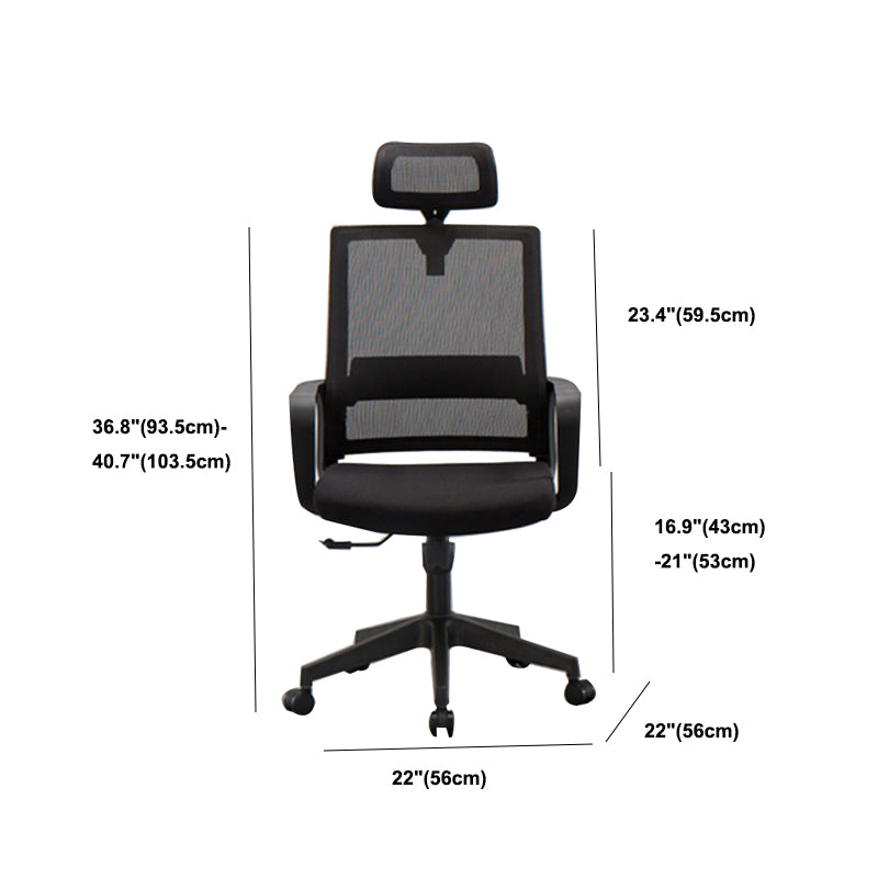 Fixed Arms Black Swivel Chair Mid-back Chair Soft Executive Office Chair