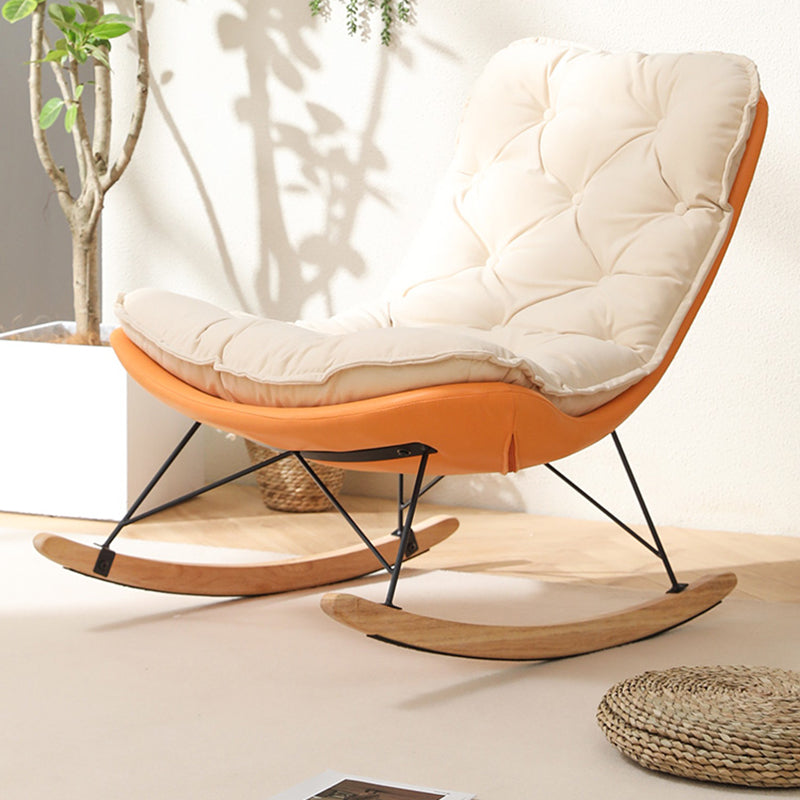 Glam Ergonomic Rocker Chair with Padded Seat Rocking Accent Chair Wingback