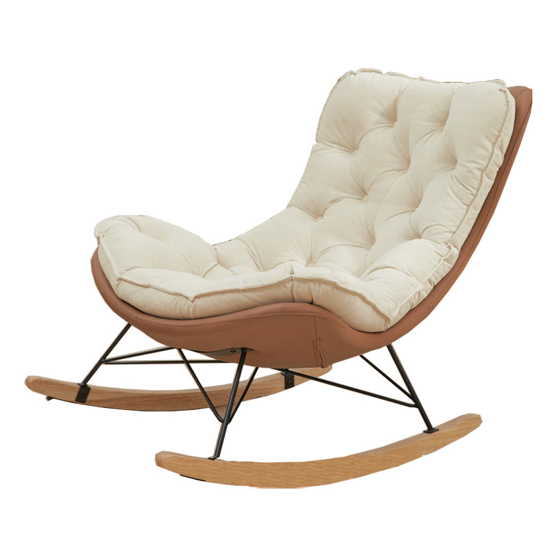 Glam Suede and Metal Rocker Chair Reclining with Padded Seat Rocking Chair for Living Room