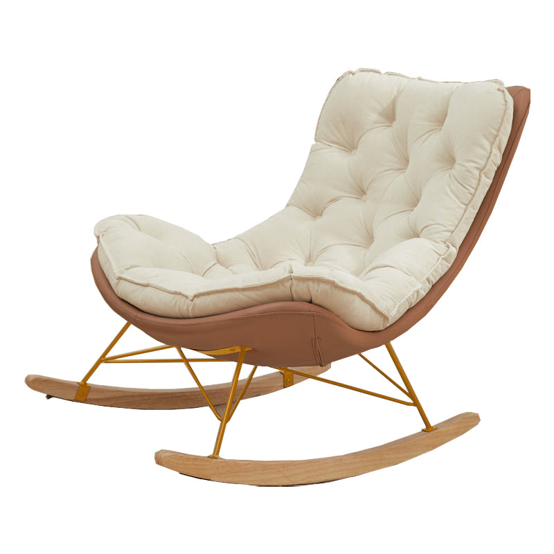 Glam Suede and Metal Rocker Chair Reclining with Padded Seat Rocking Chair for Living Room