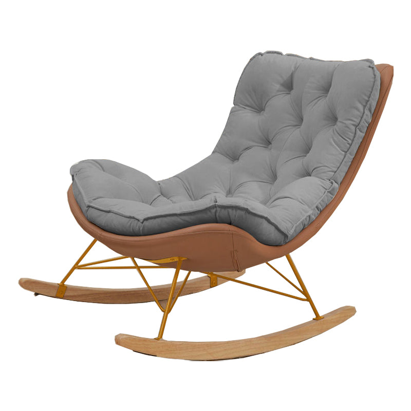 Glam Suede and Metal Rocker Chair Reclining with Padded Seat Rocking Chair for Living Room