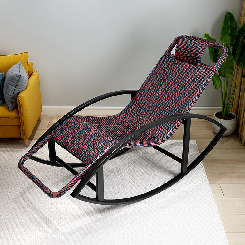 Modern Rocking Chair Woven Rope Rocker Chair With Gray Frame