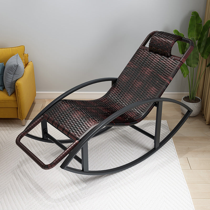 Modern Rocking Chair Woven Rope Rocker Chair With Gray Frame