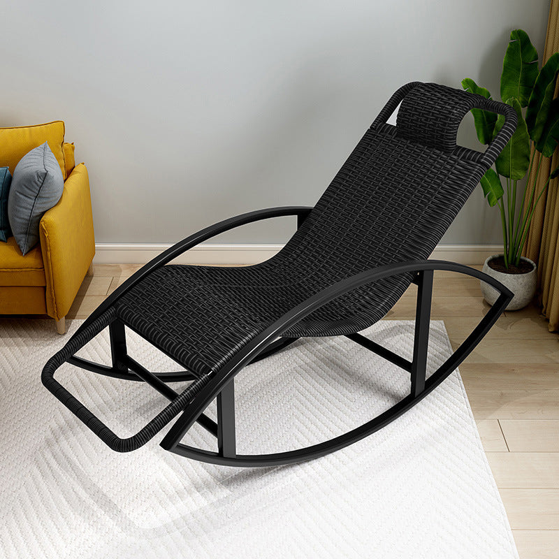 Modern Rocking Chair Woven Rope Rocker Chair With Gray Frame