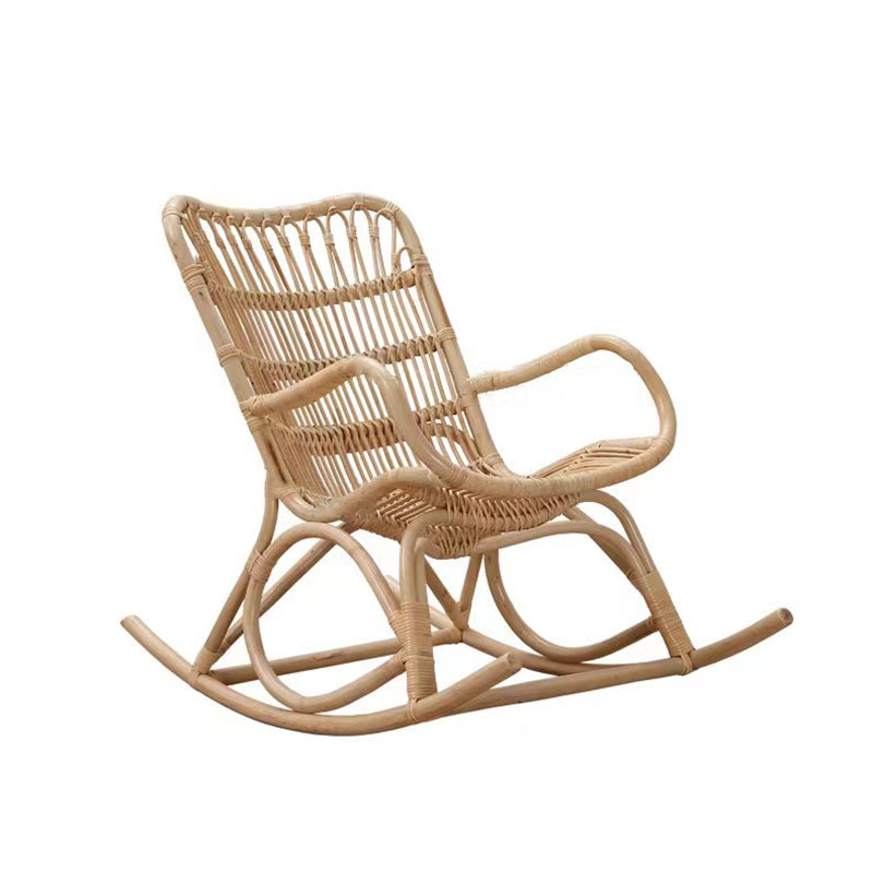 Natural Rattan Rocking Accent Chair Contemporary Reclining Rocker Chair for Living Room