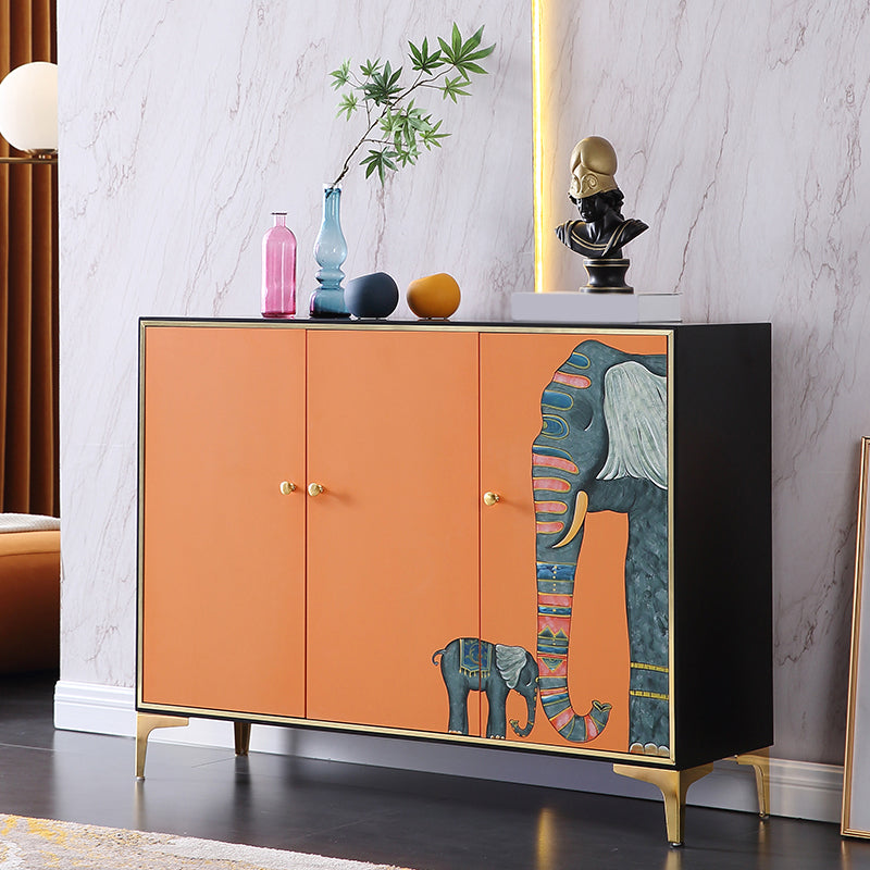 47.5"L Glam Engineered Wood Credenza Orange Cabinets Dining Server for Living Room