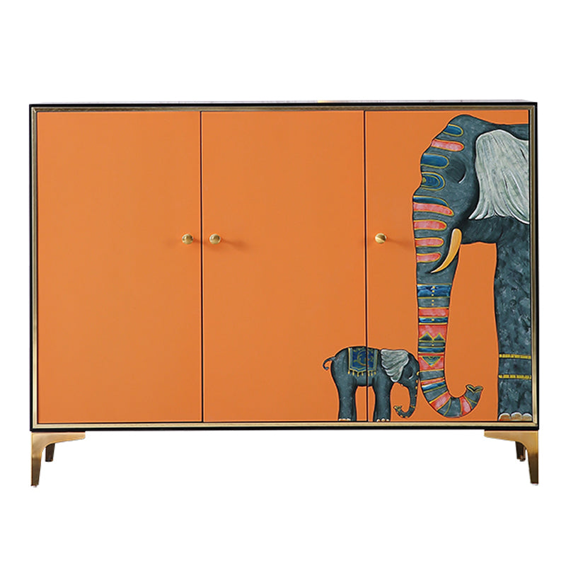 47.5"L Glam Engineered Wood Credenza Orange Cabinets Dining Server for Living Room