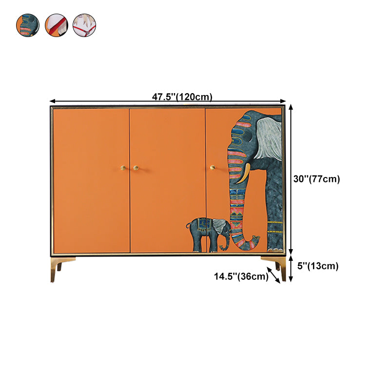 47.5"L Glam Engineered Wood Credenza Orange Cabinets Dining Server for Living Room