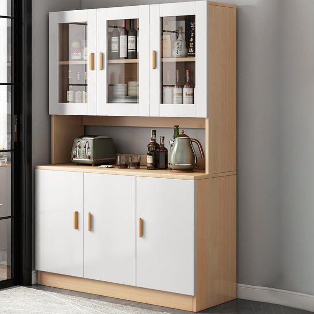 Modern Engineered Wood Sideboard 71.6"H Buffet Server with Glass Doors